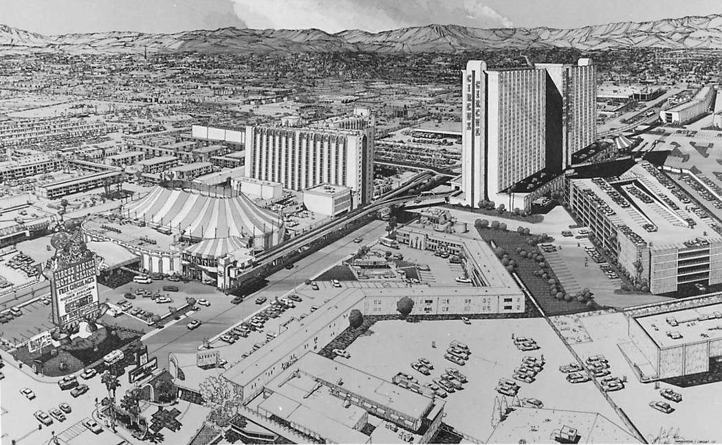 The Circus-Circus 29-story tower expansion on Jan. 21, 1985. (Las Vegas Review-Journal file)
