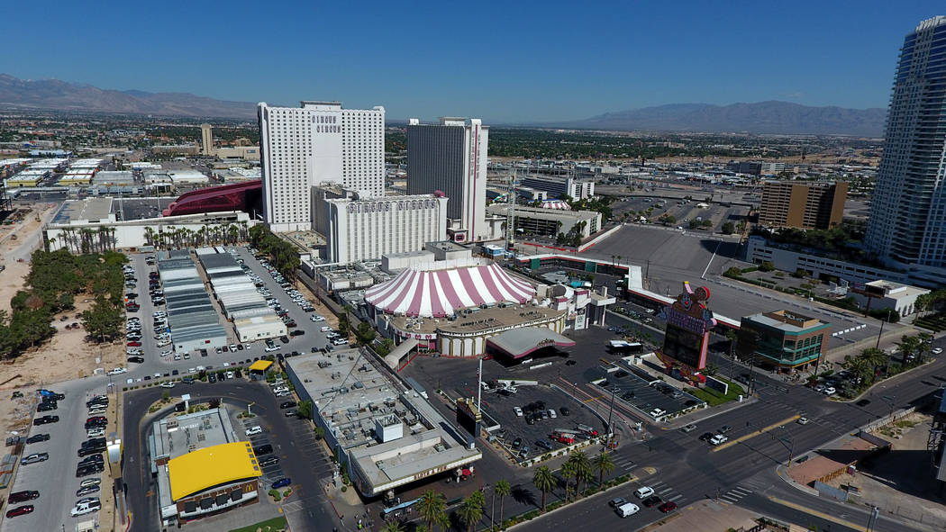 An aerial photo Circus Circus on Friday, October 4, 2019. (Michael Quine/Las Vegas Review-Journ ...