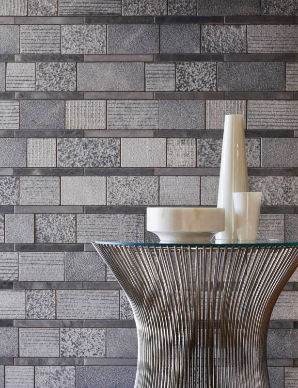 Combining multiple textures of stone in a variety of geometric shapes, the Shift collection of ...