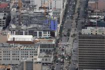 This aerial photo shows the Hard Rock Hotel, which was under construction, after a fatal partia ...