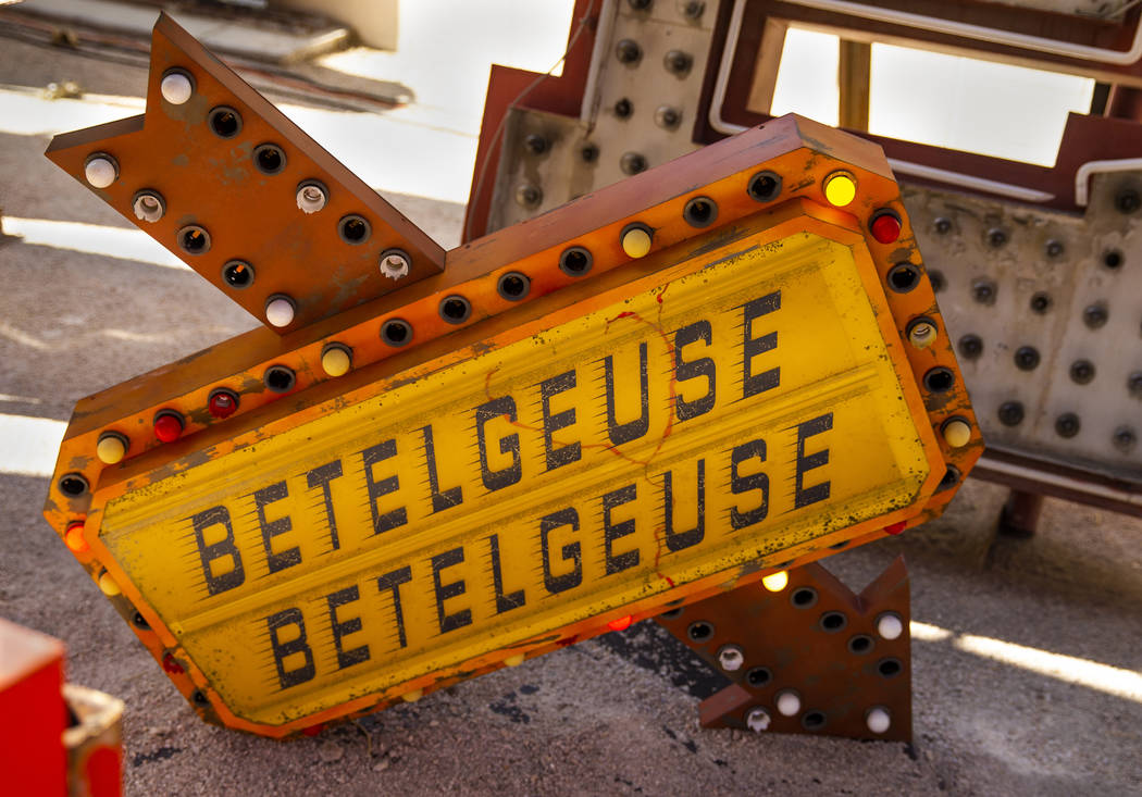 Art piece "Betelgeuse Sign" by Tim Burton in his Lost Vegas art exhibition at the Ne ...