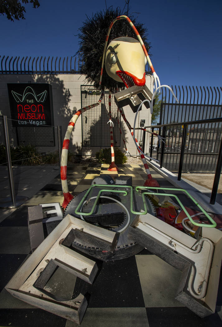 Art piece "Alien Ex" by Tim Burton in his Lost Vegas art exhibition at the Neon Museu ...