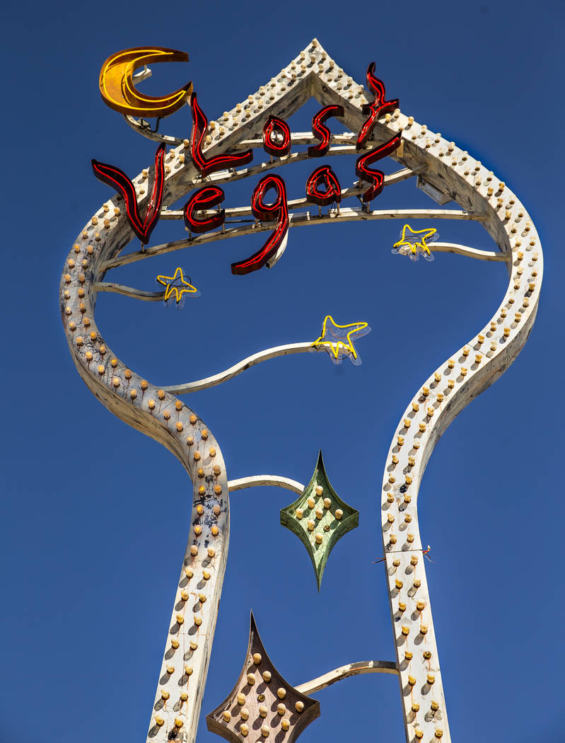 Art pieces by Tim Burton in his Lost Vegas art exhibition at the Neon Museum on Monday, Oct. 14 ...