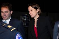 Former White House advisor on Russia, Fiona Hill, leaves Capitol Hill in Washington, Monday, Oc ...