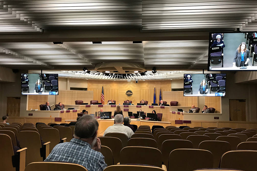 Henderson City Council chambers on Tuesday, Oct. 15, 2019. (Blake Apgar / Las Vegas Review-Journal)