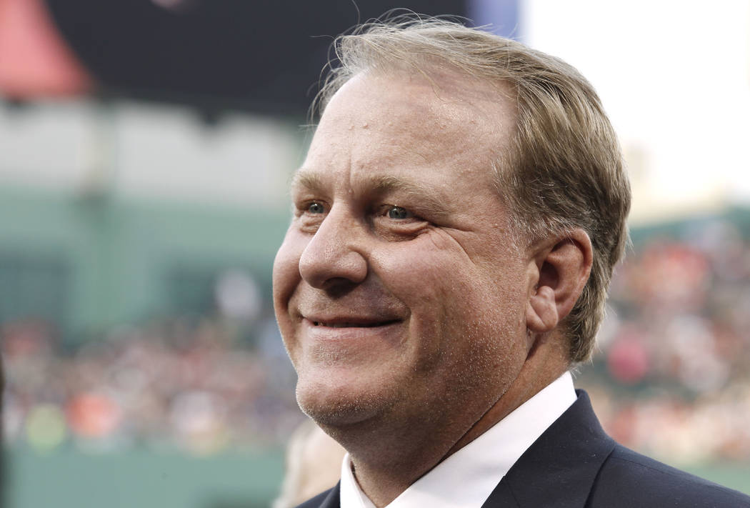 FILE - This Aug. 3, 2012, file photo, shows former Boston Red Sox pitcher Curt Schilling smilin ...
