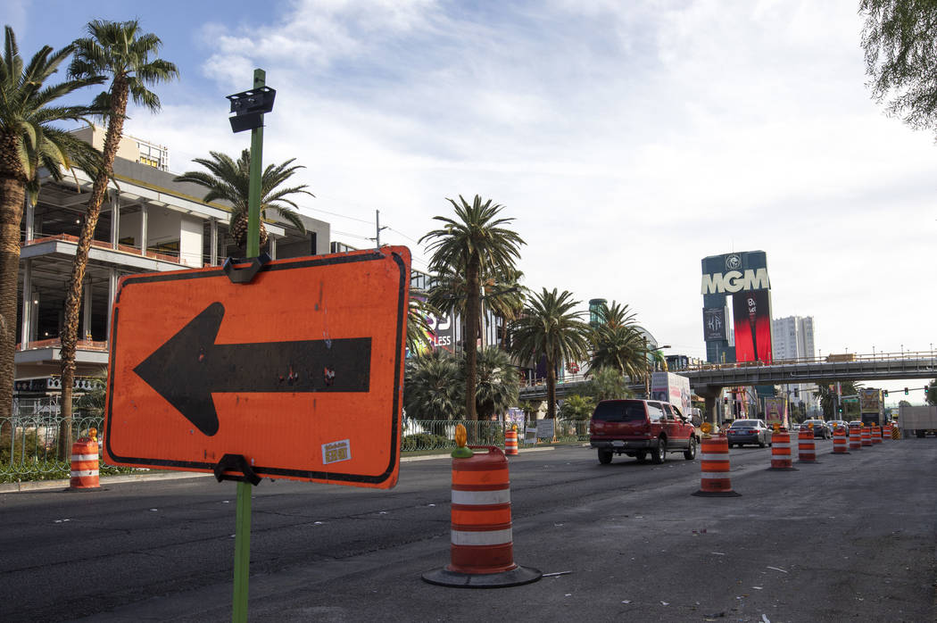 The right most lane of Las Vegas Boulevard at Park Avenue is restricted for the construction of ...