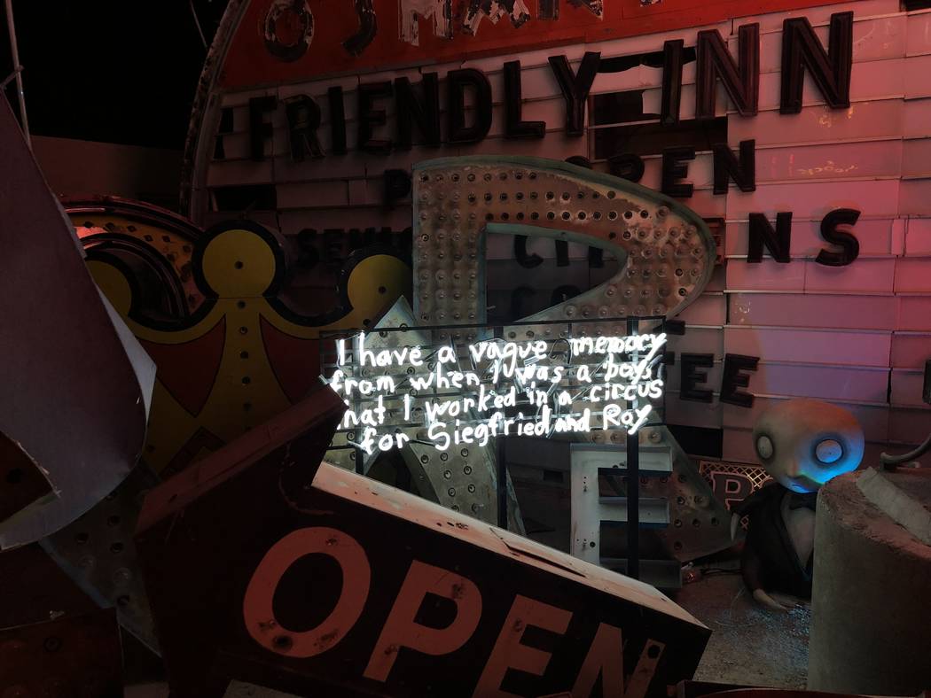 "Penguin Boy" lurks inconspicuously in a corner at “Lost Vegas: Tim Burton @ The Neon Museum ...