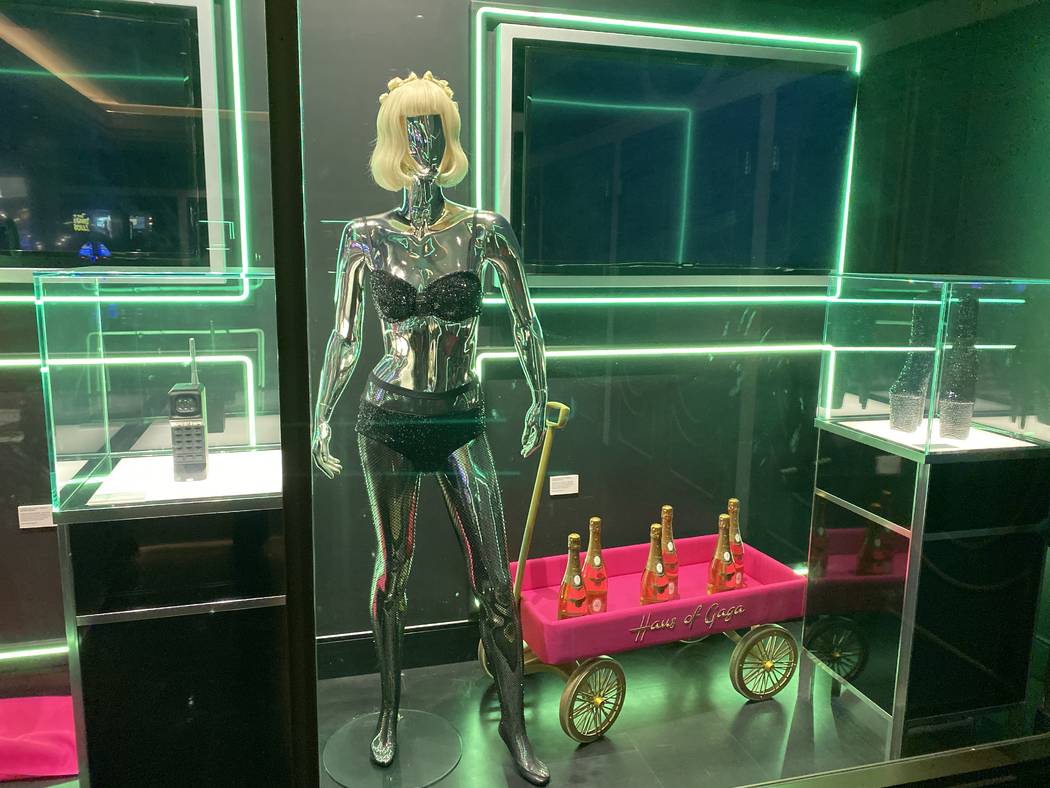 A look at a display case at Haus of Gaga as it is being updated at Park Theater at Park MGM on ...