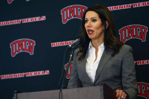 UNLV athletic director Desiree Reed-Francois said she needs to be convinced a move from an 18- ...