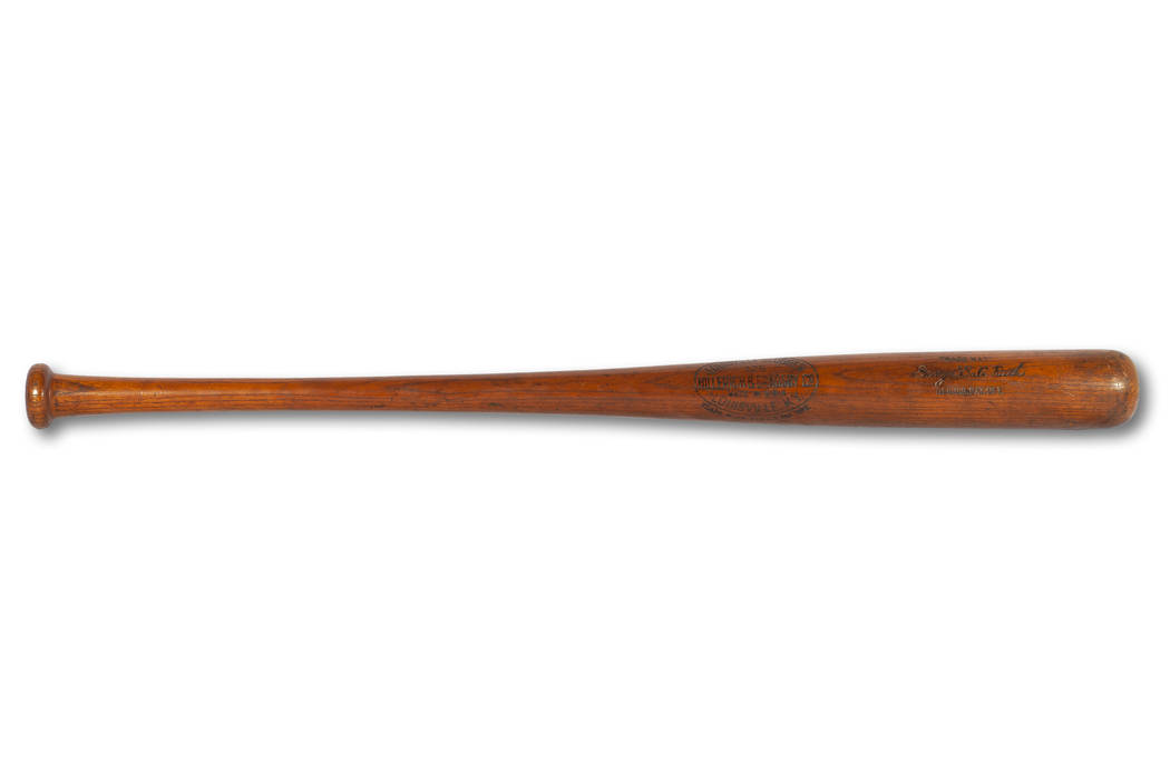 This Oct. 11, 2019 photo released by SCP Auctions, Inc., shows the bat used by Babe Ruth to slu ...