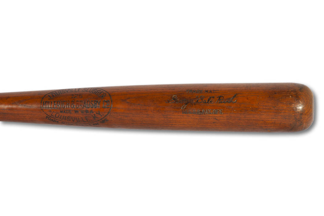 This Oct. 11, 2019 photo released by SCP Auctions, Inc., shows the bat used by Babe Ruth to slu ...