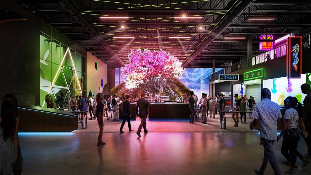 New rendering showcases Oddwoodճ nearly 23-foot-tall LED Japanese maple tree at AREA15 in ...