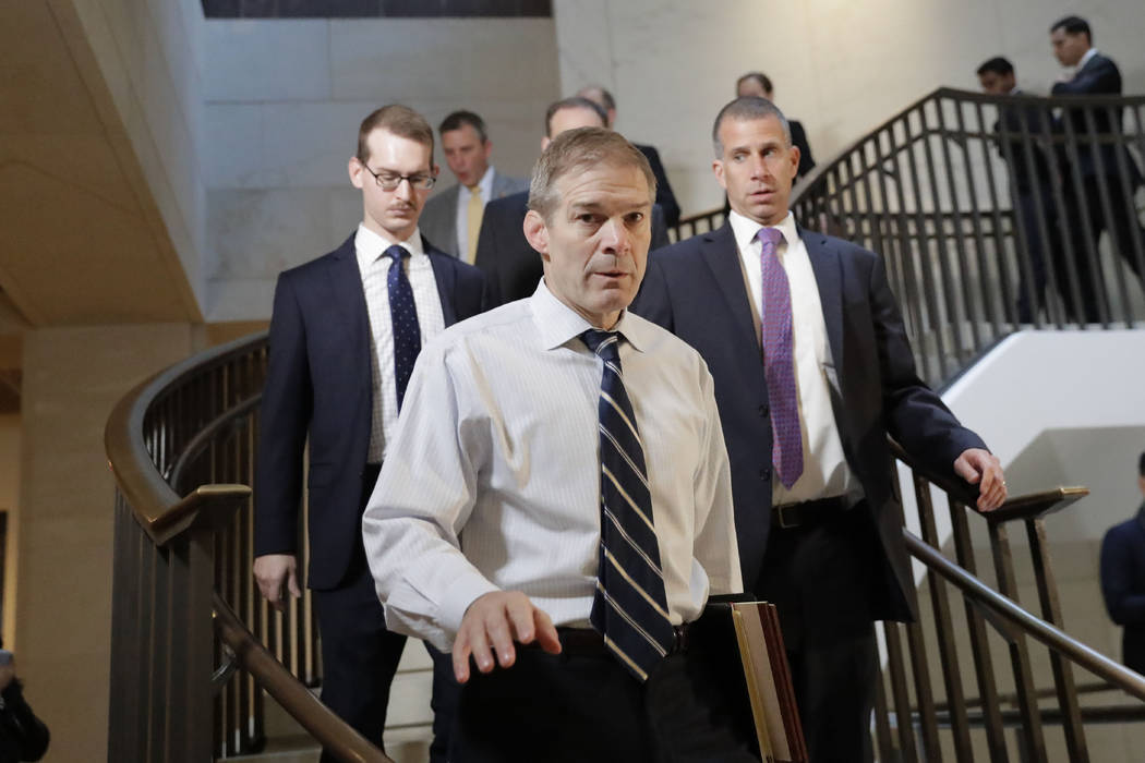 Rep. Jim Jordan, R-Ohio, ranking member of the Committee on Oversight Reform arrives at the US ...