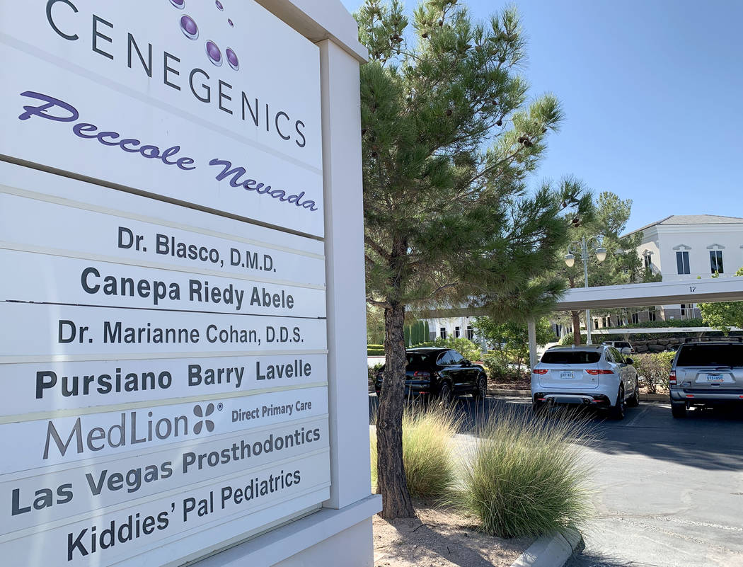 The sign of Dr. Blasco's office is seen at 851 South Rampart Boulevard in Las Vegas, Thursday, ...
