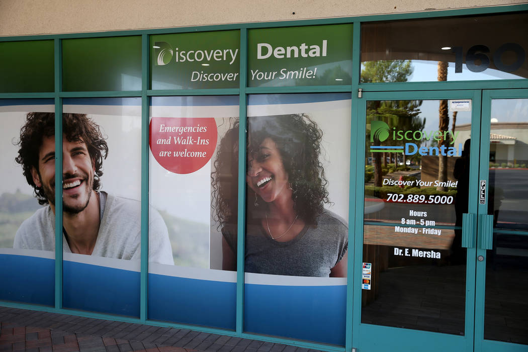 The dental offices of Dr. Adam Lousig-nont at 7581 W. Lake Mead Blvd. #160 in Las Vegas Monday, ...