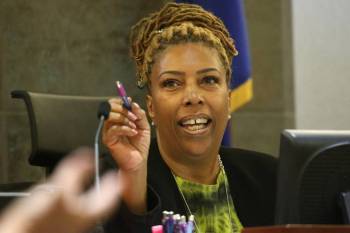 Justice of the Peace Karen Bennett-Haron at the Regional Justice Center in Las Vegas in Septemb ...