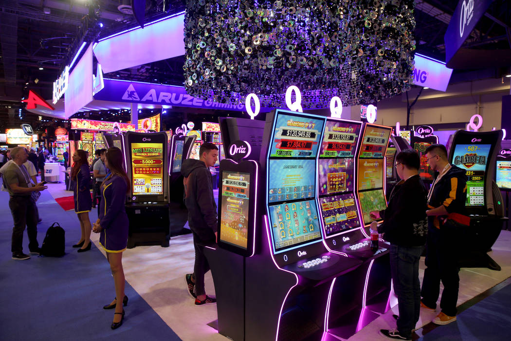The Aruze Gaming booth at 2019 Global Gaming Expo at the Sands Expo and Convention Center in La ...