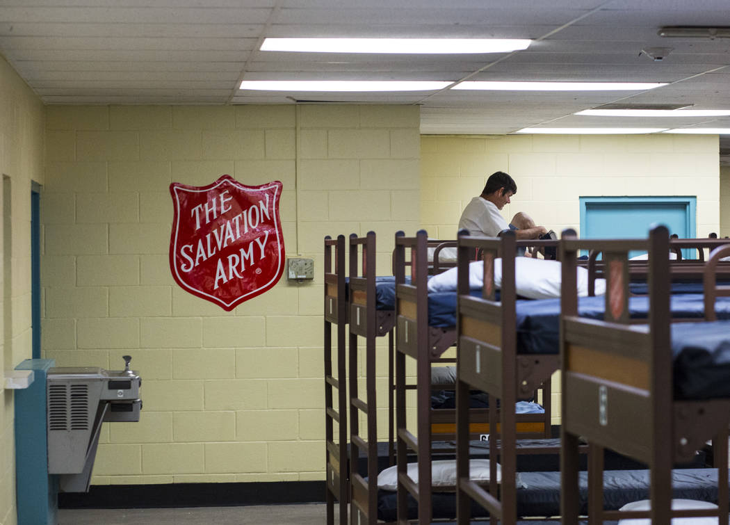 A view of the bunks at The Salvation Army homeless shelter near