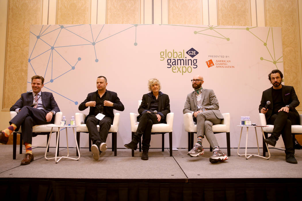 Seth Schorr, CEO Fifth Street Gaming of Las Vegas, from left, Roberto Coppola, vice president, ...