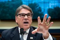 In this May 9, 2019, file photo, Energy Secretary Rick Perry testifies before the House Energy ...