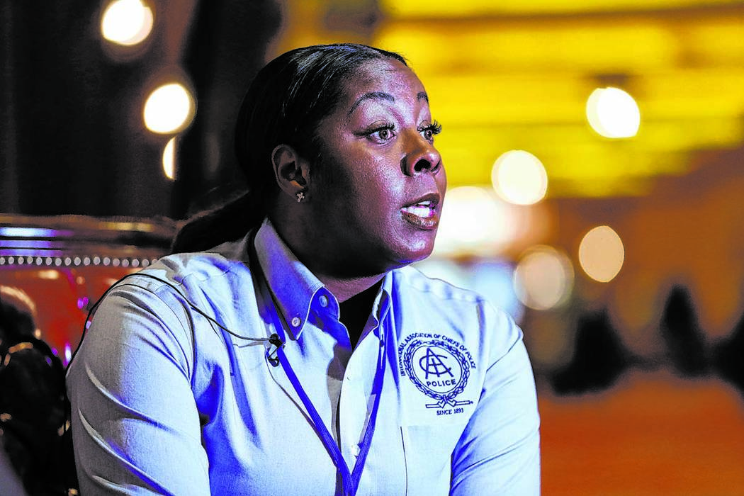 Former Henderson Police Department Chief LaTesha Watson is interviewed at South Point in Las Ve ...