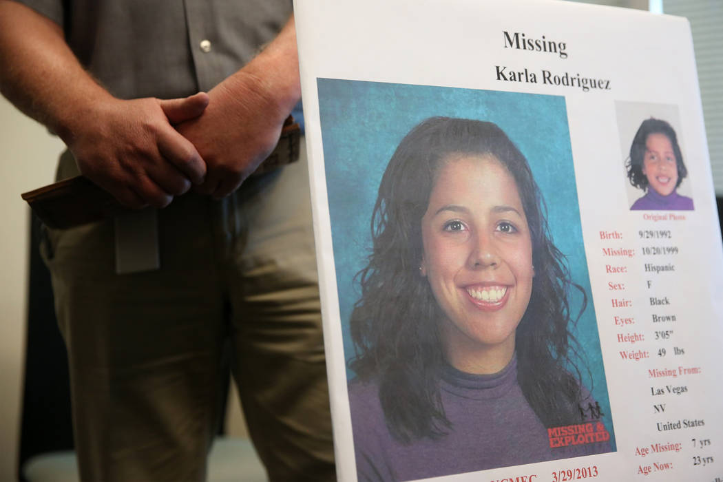 An age-enhanced picture of Karla Rodriguez, who disappeared 20 years ago near her Las Vegas hom ...