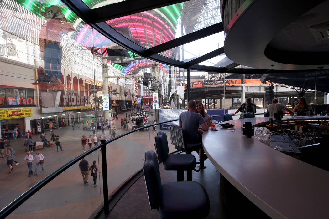 The rotating bar at Whiskey Licker Up Saloon in Binion's at Fremont Street Experience in downto ...