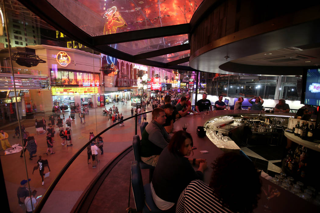 The rotating bar at Whiskey Licker Up Saloon in Binion's at Fremont Street Experience in downto ...