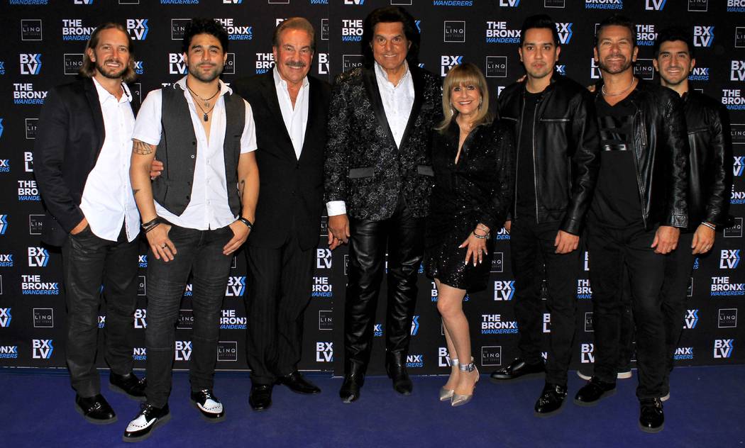 The Bronx Wanderers are shown with producers Alan and Kathi Glist during their 1,000th career s ...