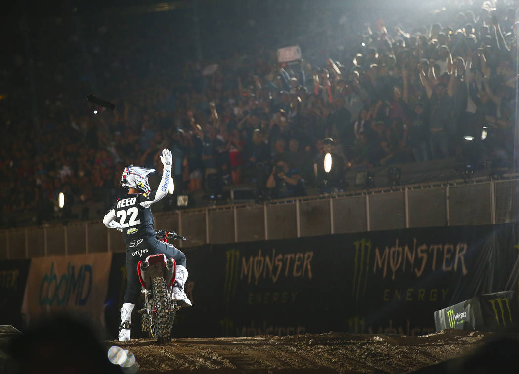Chad Reed (22) motions to the crowd while being introduced during the opening ceremony of the M ...