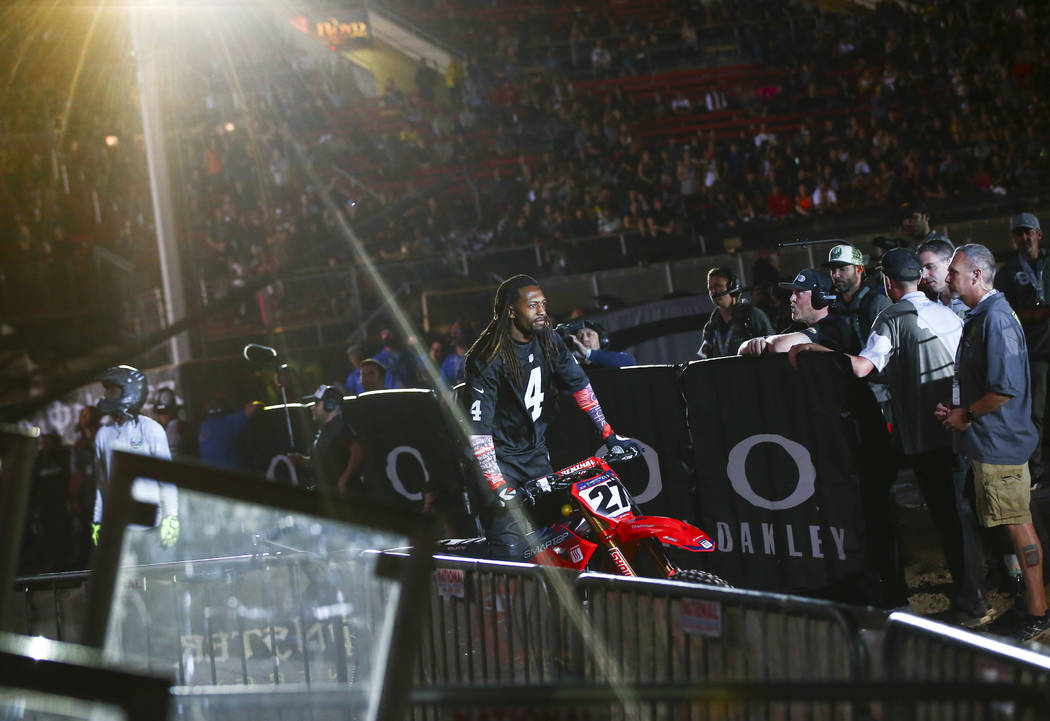 Malcolm Stewart (27) is introduced during the opening ceremony of the Monster Energy Cup Superc ...