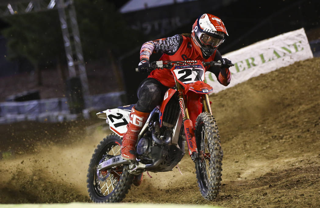 Malcolm Stewart (27) comes out of the joker lane during the second round of the Monster Energy ...