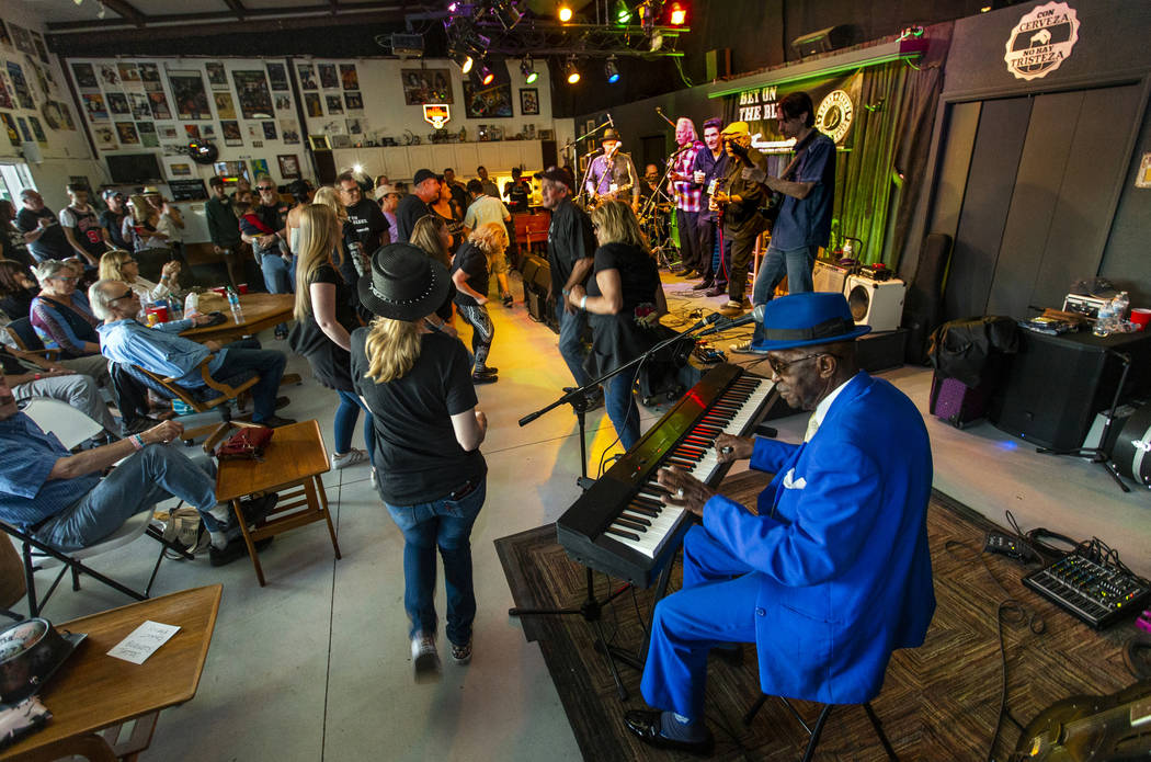 Legendary blues piano player and singer Leon Blue performs with others during the 2nd Annual Fa ...