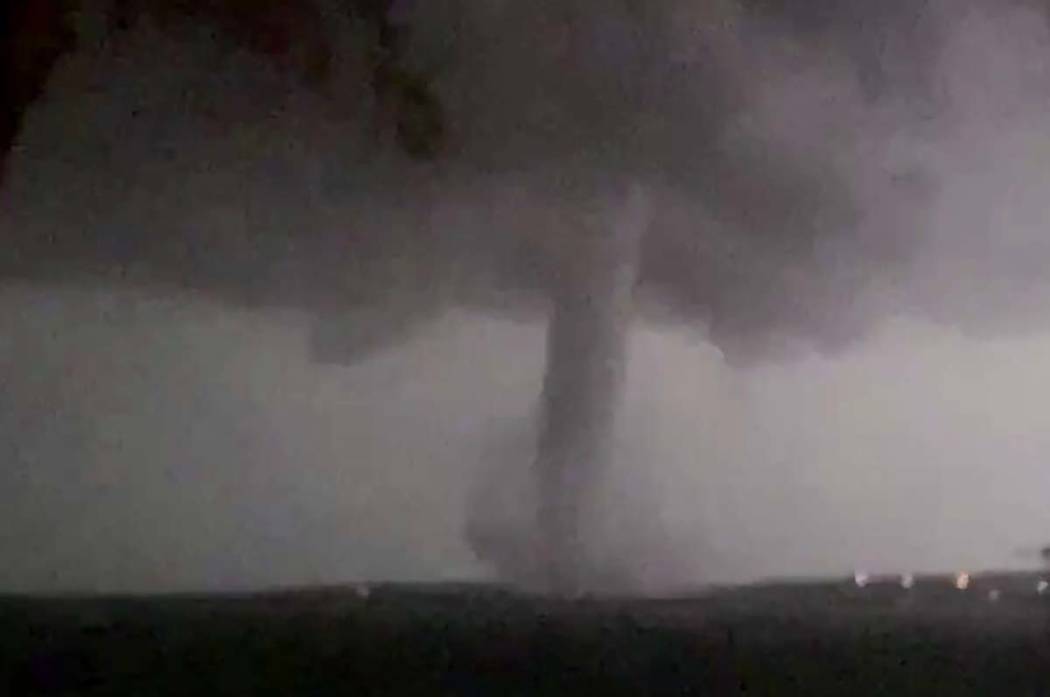 An Oct. 20, 2019 image made from video by Twitter user @AthenaRising shows the tornado in Rockw ...