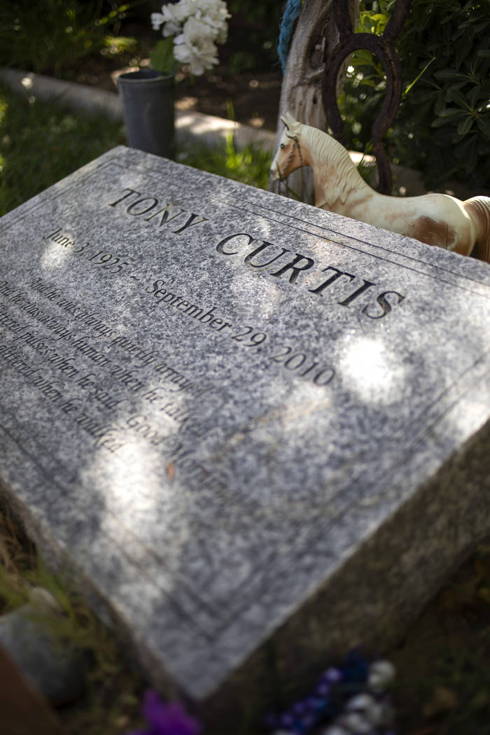 American actor Tony Curtis' grave lives at Palm Eastern Cemetery on Monday, Oct. 21, 2019, in L ...
