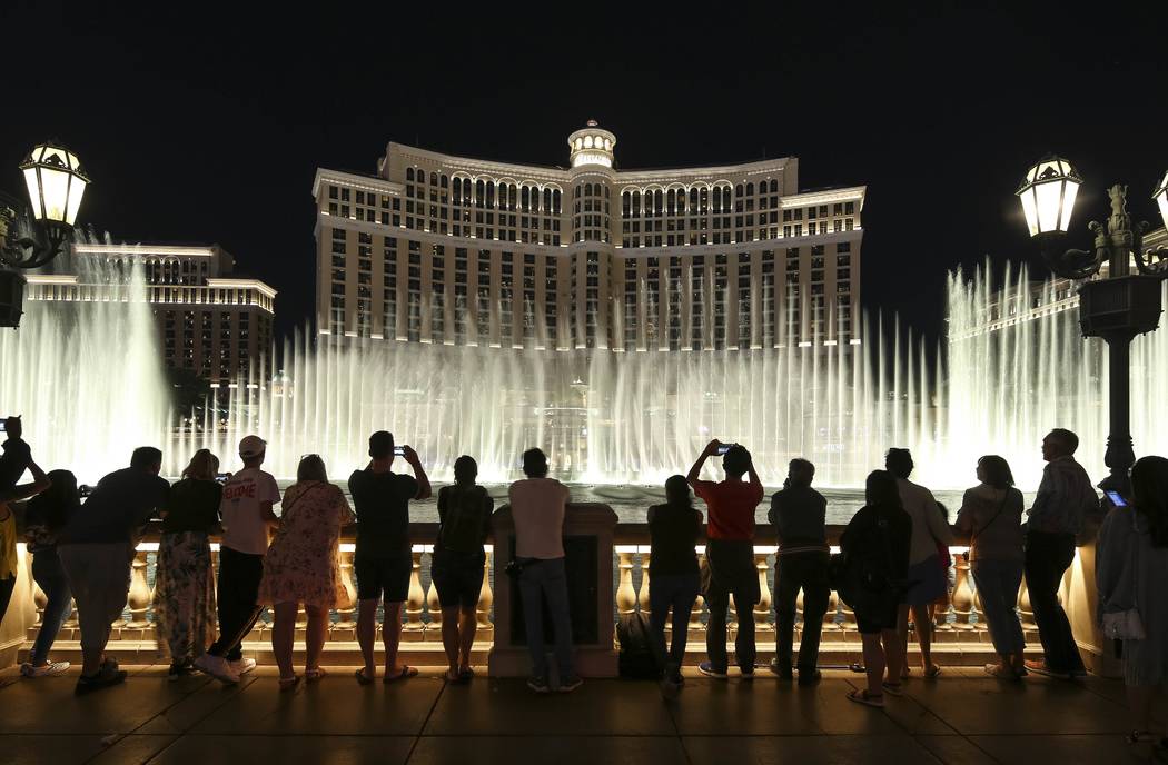 The water fountain show outside the Bellagio on the Las Vegas Strip. (Richard Brian/Las Vegas R ...