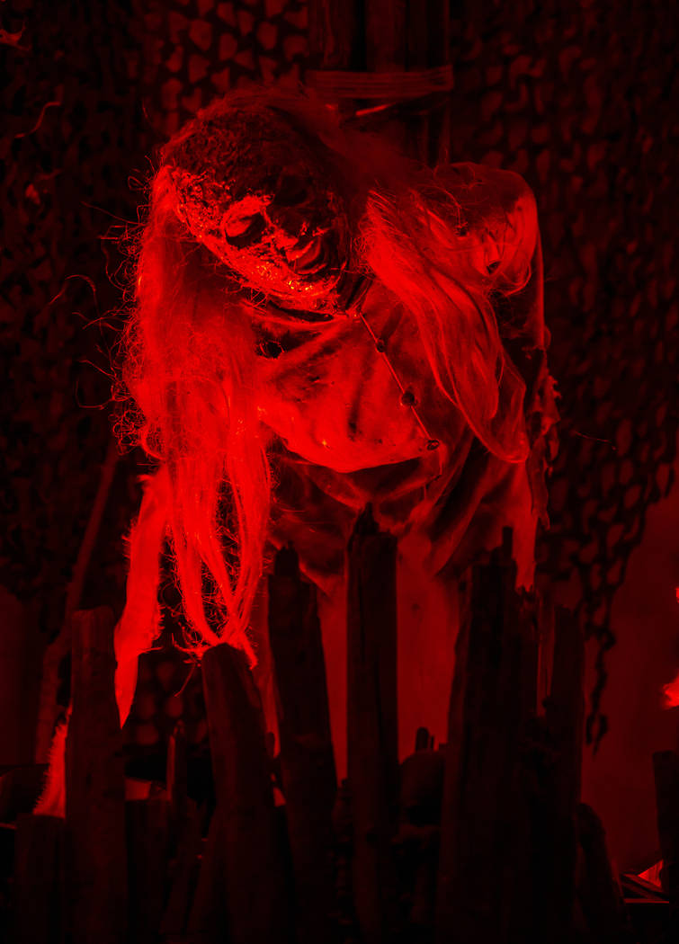 The Burning Witch writhes in pain within the Coven of 13 haunted house during the Freakling Bro ...