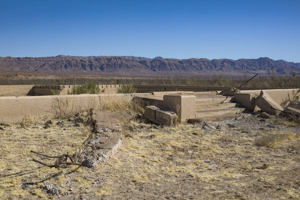 Remnants of the school house in St. Thomas, in the Lake Mead National Recreation Area, Tuesday, ...