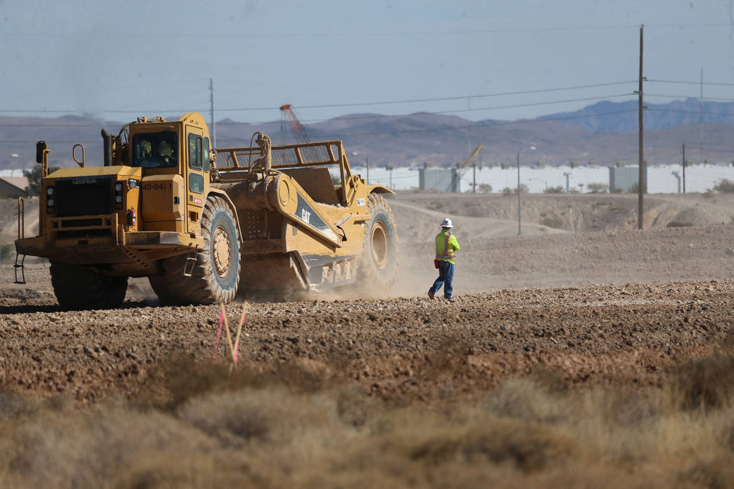 Construction at the intersection of Washburn Road and Statz Street in North Las Vegas, Wednesda ...