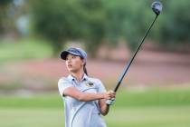 Clark sophomore Riana Mission drives the ball at Stallion Mountain Golf Club on Wednesday, Oct. ...