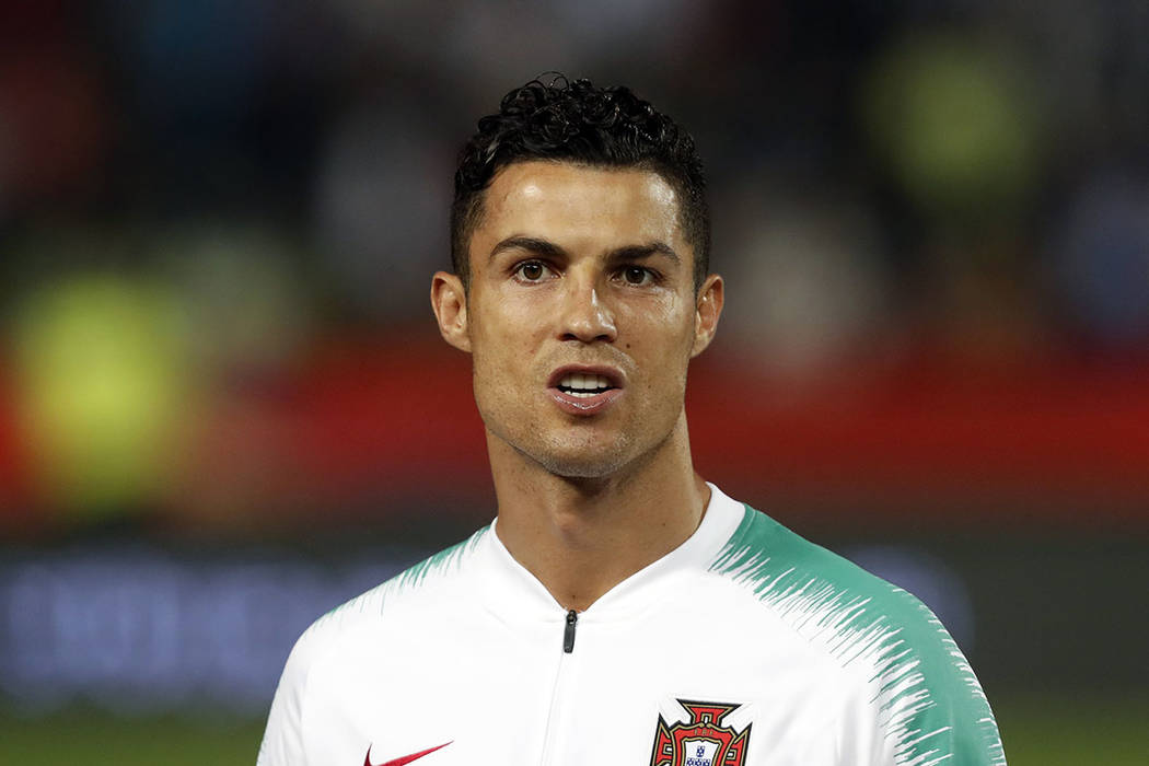 FILE - In this Sept. 7, 2019, file photo, is Portugal's Cristiano Ronaldo prior to playing thei ...
