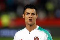 FILE - In this Sept. 7, 2019, file photo, is Portugal's Cristiano Ronaldo prior to playing thei ...