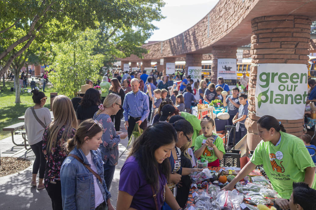 Students sell produce and crafts at the nation's largest student farmers market through Green O ...