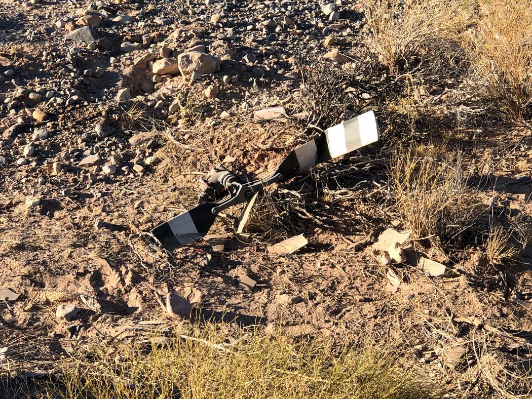 Debris from a helicopter crash near Red Rock Canyon. (Nevada Highway Patrol)