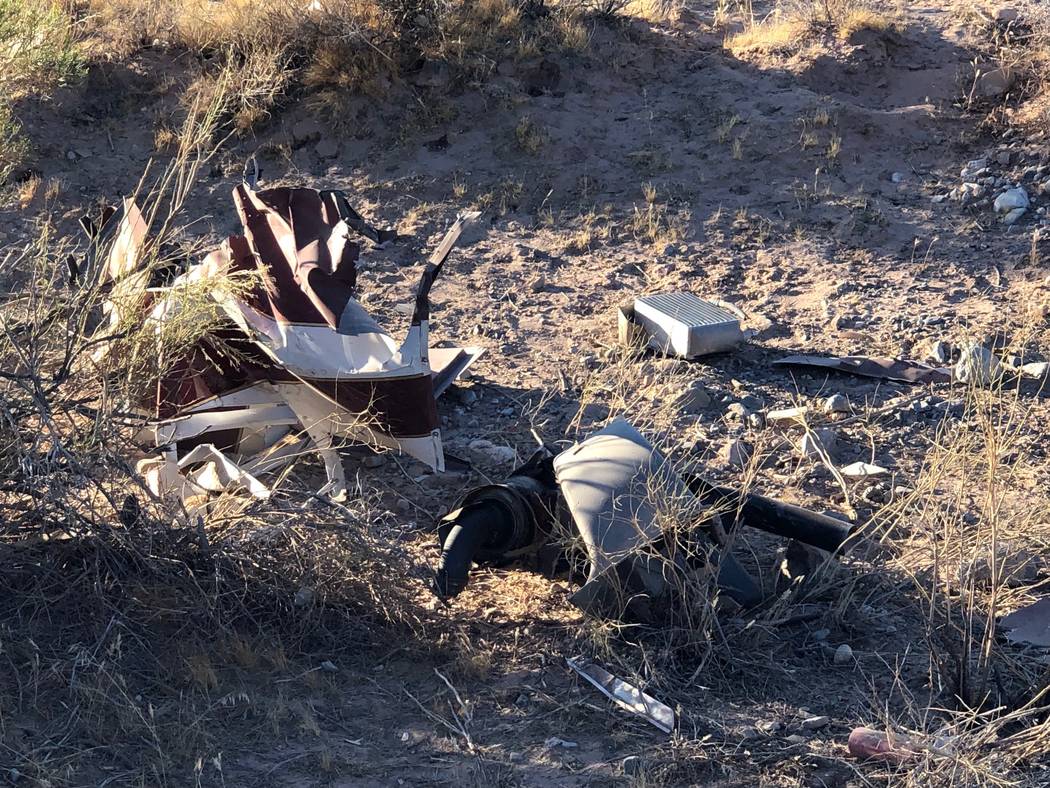 Debris from a helicopter crash near Red Rock Canyon. (Nevada Highway Patrol)