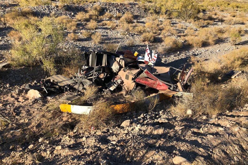 Debris from a helicopter crash near Red Rock Canyon. (Nevada Highway Patrol)
