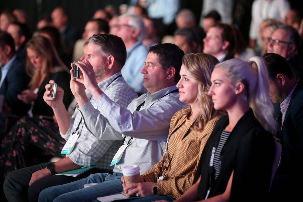 Conventioneers, from left, James Perez, Pio Davila, Anna Seay and Meghan Mathews, all of Santan ...