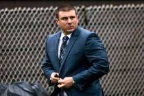 FILE - In this May 13, 2019, file photo, New York City Police Officer Daniel Pantaleo leaves hi ...