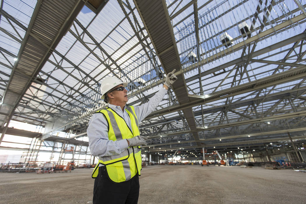 Terry Miller, owner representative with Cordell Corporation, points out features of the new exp ...